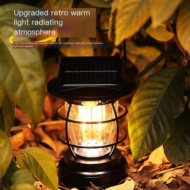 Outdoor Solar-Powered Camping Lantern - Waterproof & Vintage