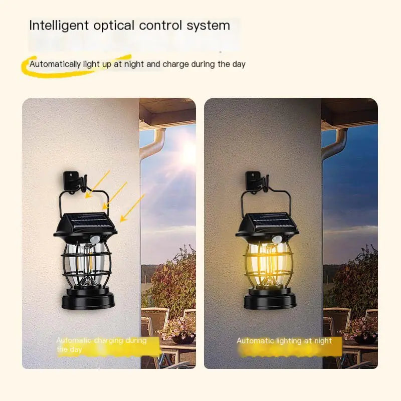 Outdoor Solar-Powered Camping Lantern - Waterproof & Vintage
